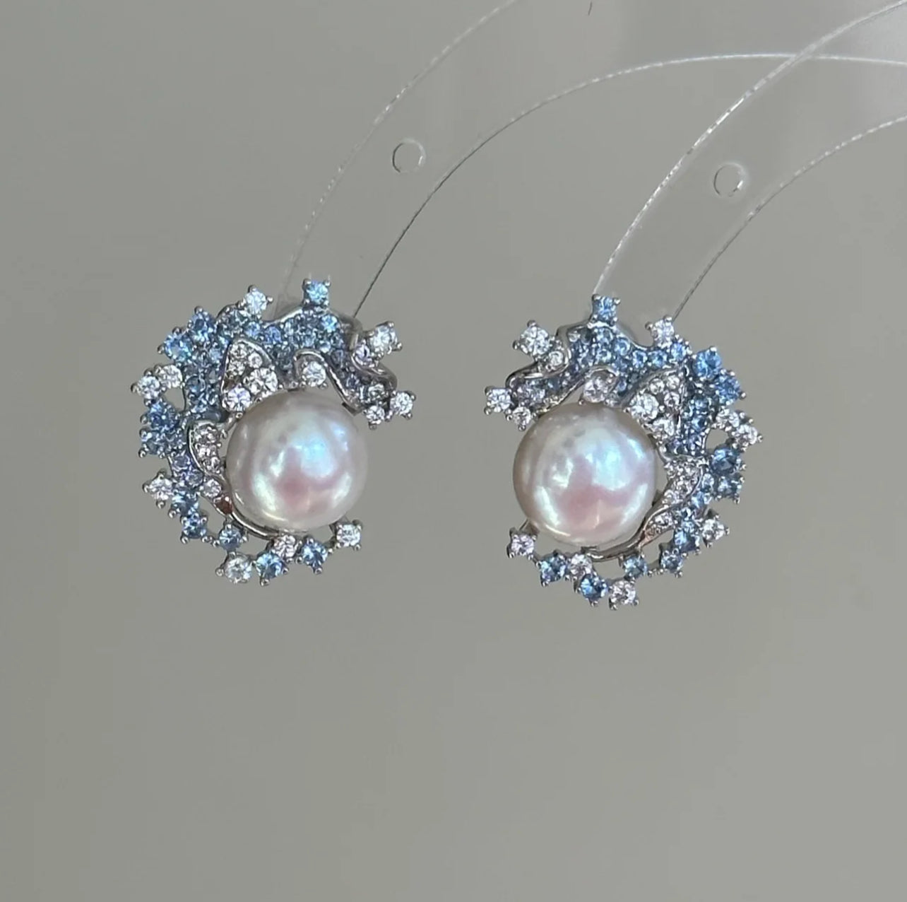 Ethereal Aurora Blue Pearl Studs