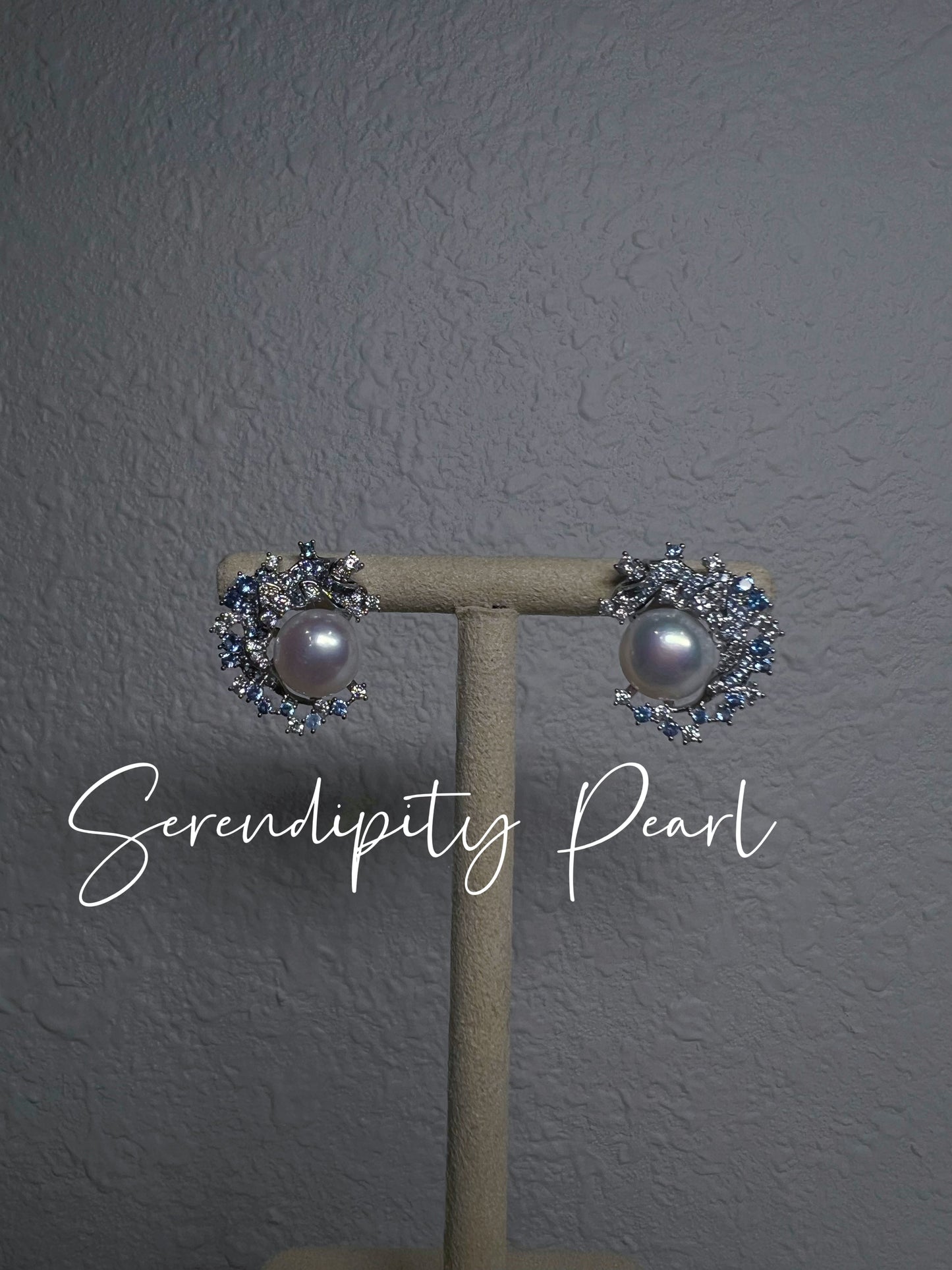 Ethereal Aurora Blue Pearl Studs